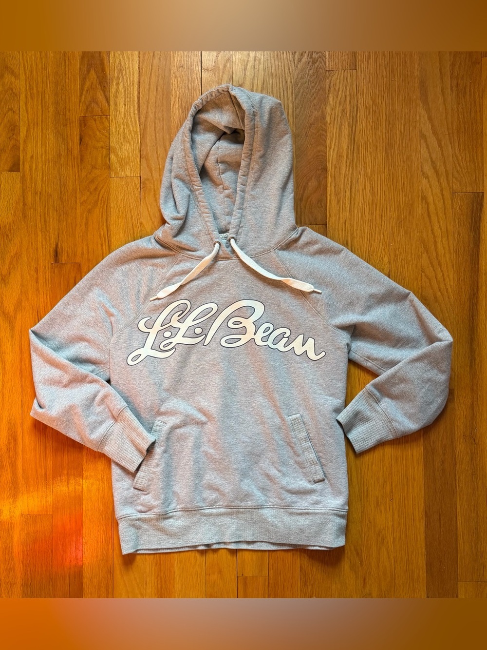 L.L. Bean Women’s Light Gray Script Logo Hoodie
